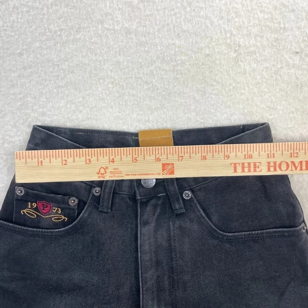 NWT Deadstock Vintage Pepe Jeans Black Denim Embroidered Jeans Size 1/2 - Picture 6 of 8